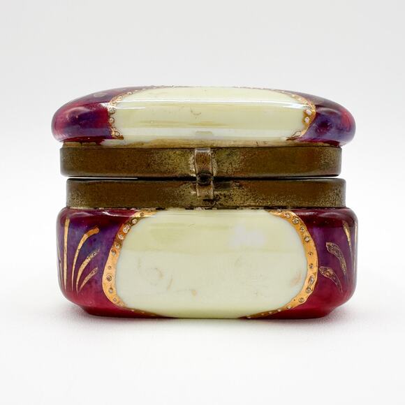 Porcelain Trinket Box Vintage Limoges Inspired Pink Gold Trim w Lady Portrait - Picture 8 of 13